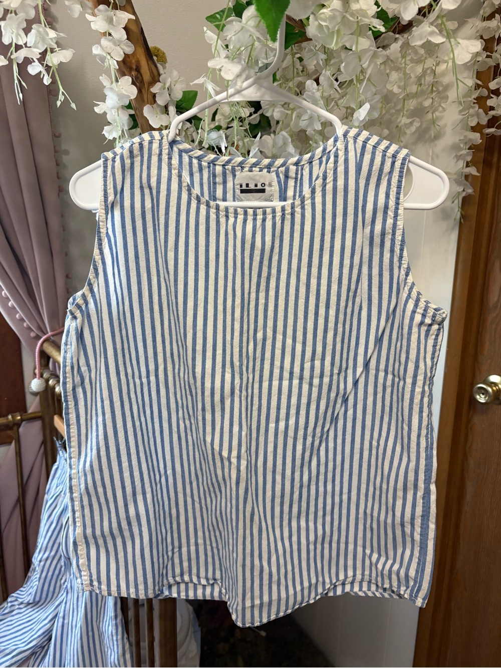 Vintage Blue and White Striped Tank Top & Boxer Shorts
